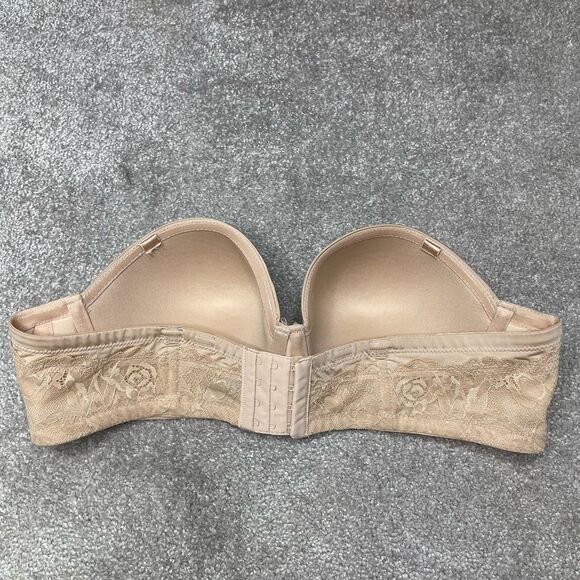 Torrid Push Up Strapless Bra 38C Beige Adjustable Back Closure Padded Underwire - Picture 4 of 14